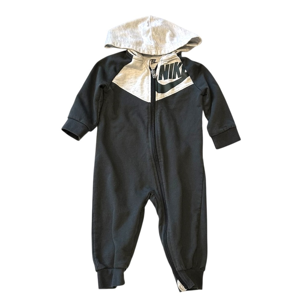 Nike Baby One Piece Hoodie Body Suit Two Tone Gray Zip 12 months